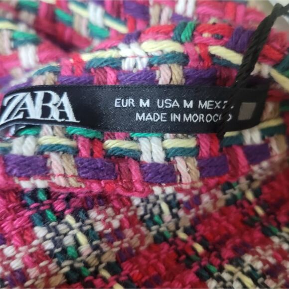 Zara Blogger Favorite NWT Tweed Textured Mini Skirt Size Medium Pink Y2K - Picture 5 of 11